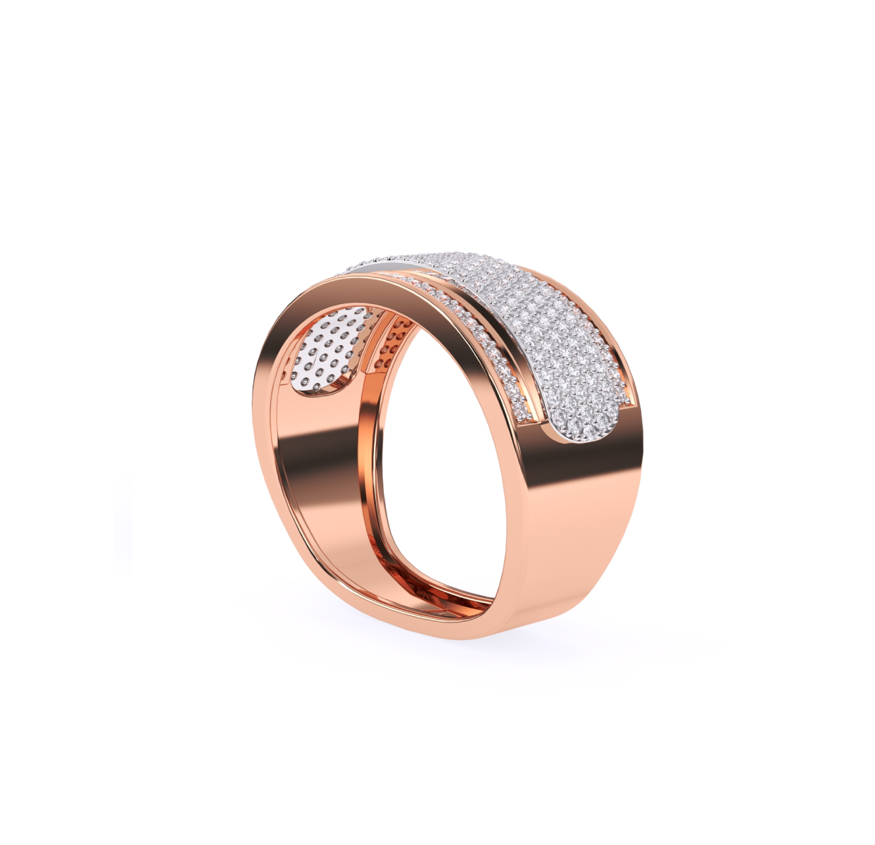 Luxurious Round Diamond Thick Wedding Band